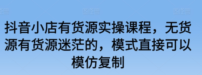 抖音小店有货源实操课程 无货源有货源迷茫的 模式直接可以模仿复制