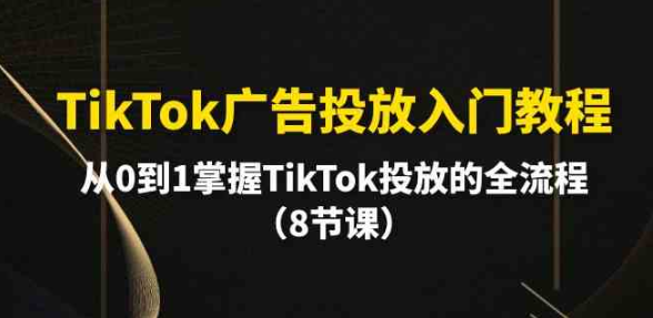 TikTok广告投放入门教程 从0到1掌握TikTok投放的全流程（8节课）