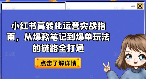 小红书高转化运营实战指南 从爆款笔记到爆单玩法的链路全打通