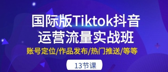 Tiktok抖音运营流量实战班作品热门推送等