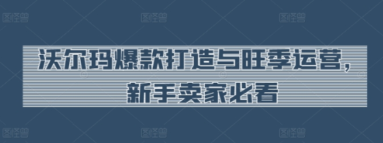 沃尔玛爆款打造与旺季运营 新手卖家必看