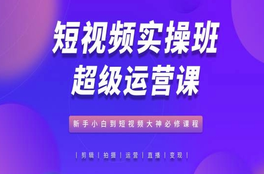 短视频实操班超级运营课 新手小白到短视频大神必修课程