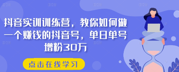 抖音实训训练营 教你如何做一个赚钱的抖音号 单日单号增粉30万