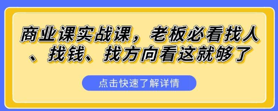 商业课实战课 老板必看找人、找钱、找方向看这就够了