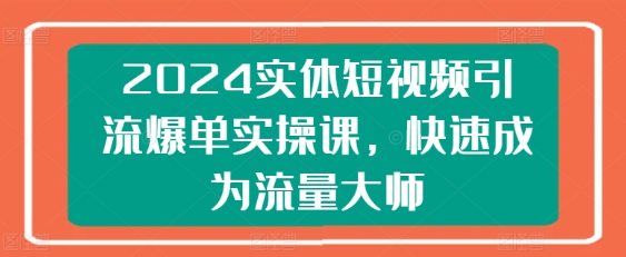 2024实体短视频引流爆单实操课 快速成为流量大师