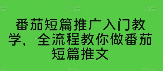 番茄短篇推广入门教学 全流程教你做番茄短篇推文