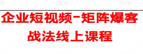 企业短视频矩阵爆客战法线上课程