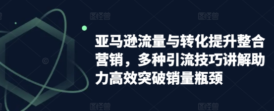 亚马逊流量与转化提升整合营销 多种引流技巧讲解助力高效突破销量瓶颈