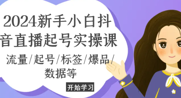 2024新手小白抖音直播起号实操课 流量/起号/标签/爆品/数据等