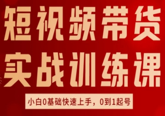 短视频带货实战训练课 好物分享实操 小白0基础快速上手 0到1起号