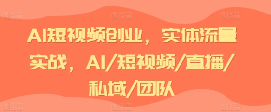 AI短视频创业 实体流量实战 AI/短视频/直播/私域/团队