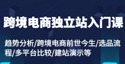 跨境电商独立站入门课 趋势分析/跨境电商前世今生/选品流程/多平台比较/建站演示等