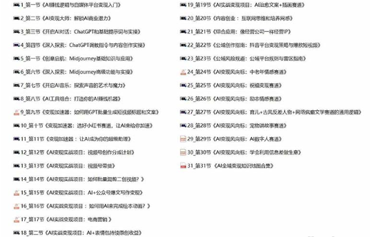AI全面变现实操班 从0到1引领你赚取副业首桶金 AI工具玩法/实战技能/变现