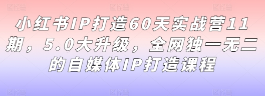 小红书IP打造60天实战营11期 5.0大升级 全网独一无二的自媒体IP打造课程