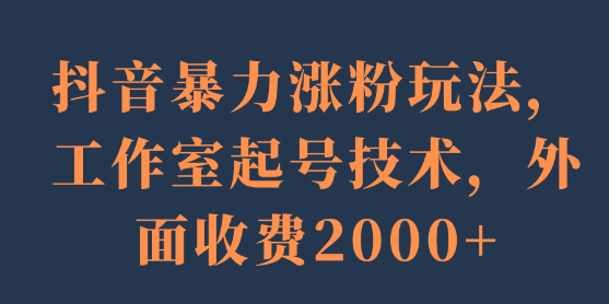 抖音暴力涨粉玩法 工作室起号技术 外面收费2000+