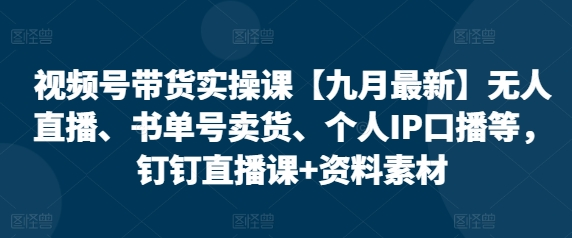 视频号带货实操课 无人直播、书单号卖货、个人IP口播等 钉钉直播课+资料素材