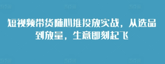 短视频带货随心推投放实战 从选品到放量 生意即刻起飞