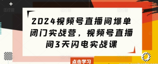 2024视频号直播间爆单闭门实战营 视频号直播间3天闪电实战课