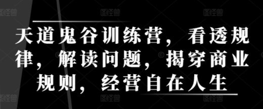 天道鬼谷训练营 看透规律 解读问题 揭穿商业规则 经营自在人生