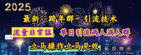 “跨年群”引流 流量非常猛 单日引流两人满人群 立马操作立马见效